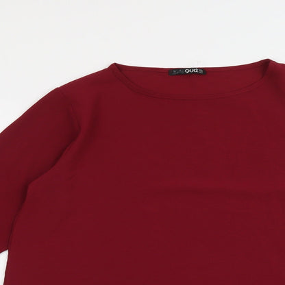 Quiz Womens Red Polyester Basic Blouse Size 16 Round Neck