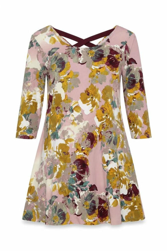 Nina Leonard Womens Multicoloured Geometric Polyester A-Line Size M Round Neck Pullover