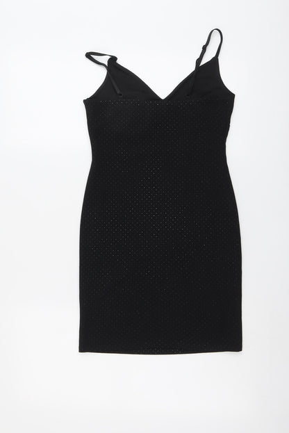 Topshop Womens Black Geometric Polyester Shift Size 6 Sweetheart Pullover