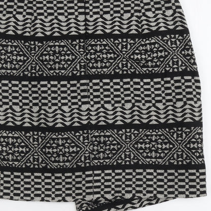 Marks and Spencer Womens Black Geometric Acrylic A-Line Skirt Size 10 Zip