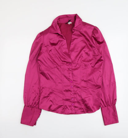 Womens UK Size 12 NEXT Purple Basic Button-Up
