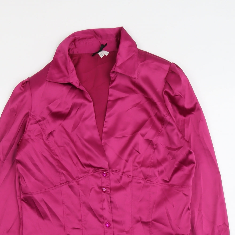 Womens UK Size 12 NEXT Purple Basic Button-Up