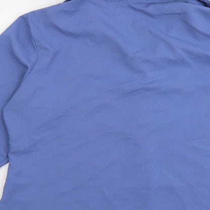 EWM Womens Blue Polyester Basic Button-Up Size 14 Collared