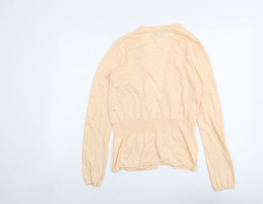 Gap Womens Orange V-Neck Cotton Cardigan Jumper Size M