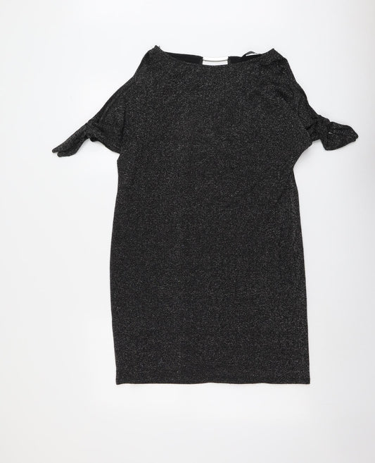 Dorothy Perkins Womens Black Polyester A-Line Size 10 Round Neck Pullover