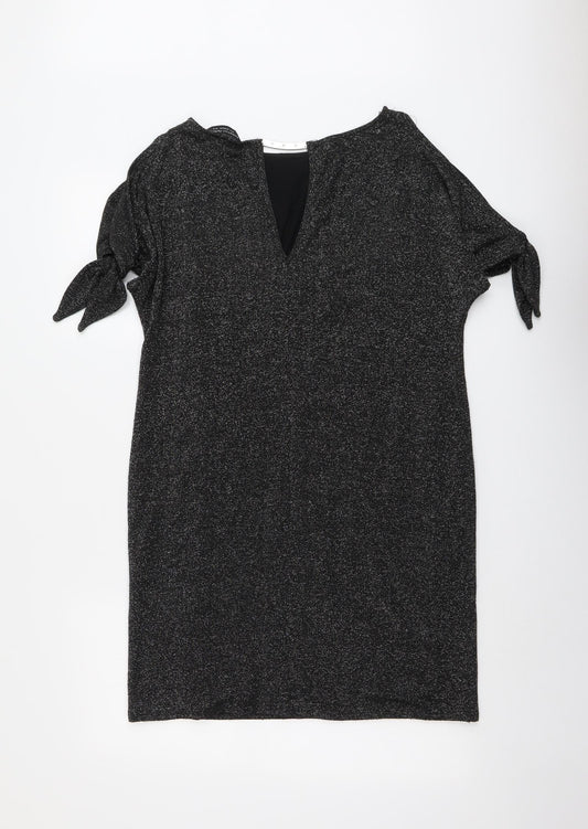 Dorothy Perkins Womens Black Polyester A-Line Size 10 Round Neck Pullover