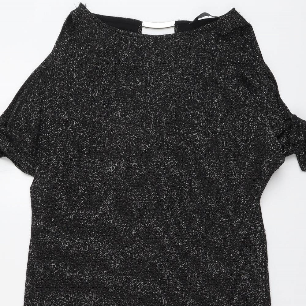 Dorothy Perkins Womens Black Polyester A-Line Size 10 Round Neck Pullover