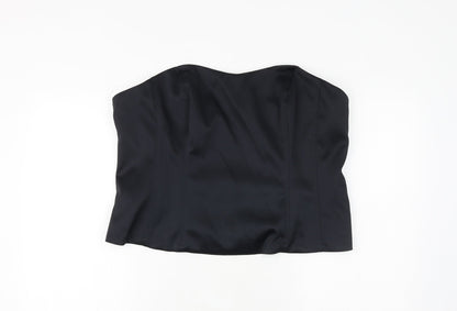 Marks and Spencer Womens Black Polyester Cropped Blouse Size 20 Sweetheart - Corset Style