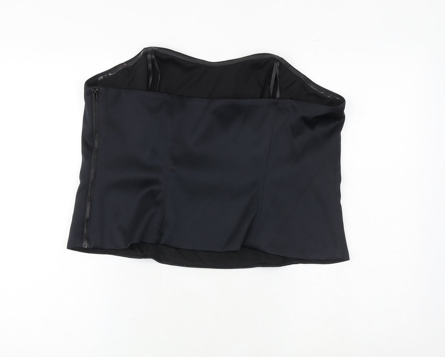 Marks and Spencer Womens Black Polyester Cropped Blouse Size 20 Sweetheart - Corset Style