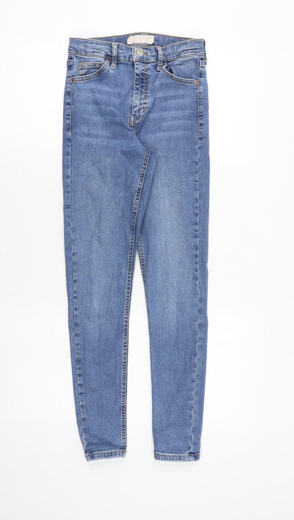 Topshop Womens Blue Cotton Skinny Jeans Size 26 in Regular Zip