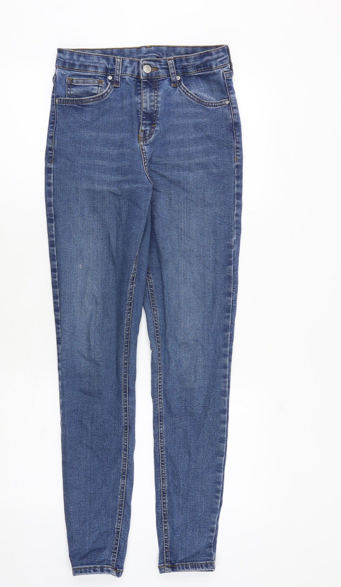 Topshop Womens Blue Cotton Skinny Jeans Size 28 in Regular Zip