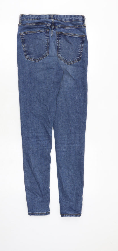 Topshop Womens Blue Cotton Skinny Jeans Size 28 in Regular Zip