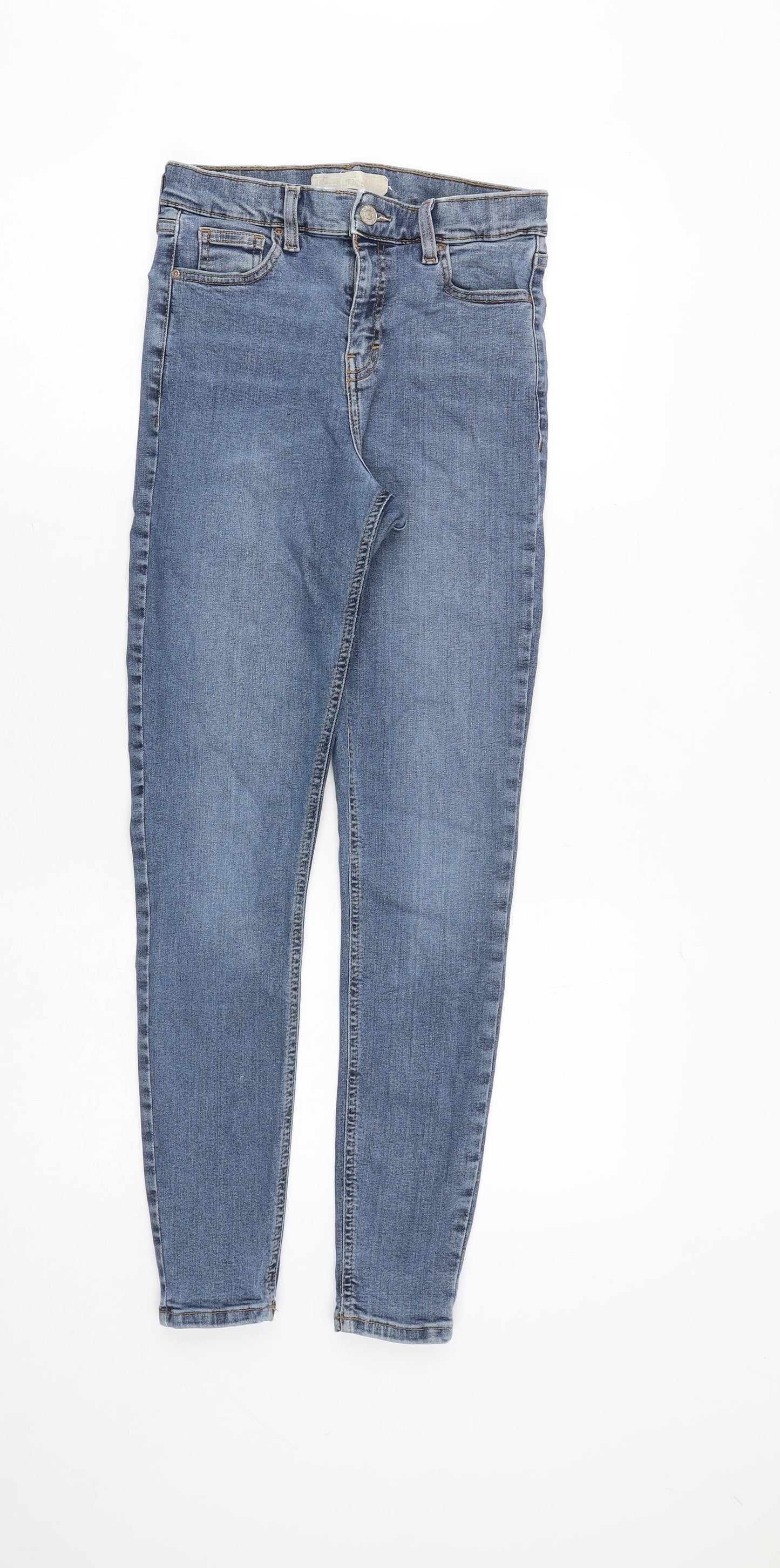 Topshop Womens Blue Cotton Skinny Jeans Size 26 in Regular Zip