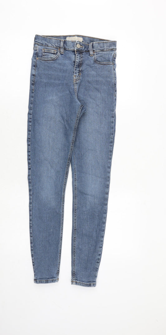 Topshop Womens Blue Cotton Skinny Jeans Size 26 in Regular Zip