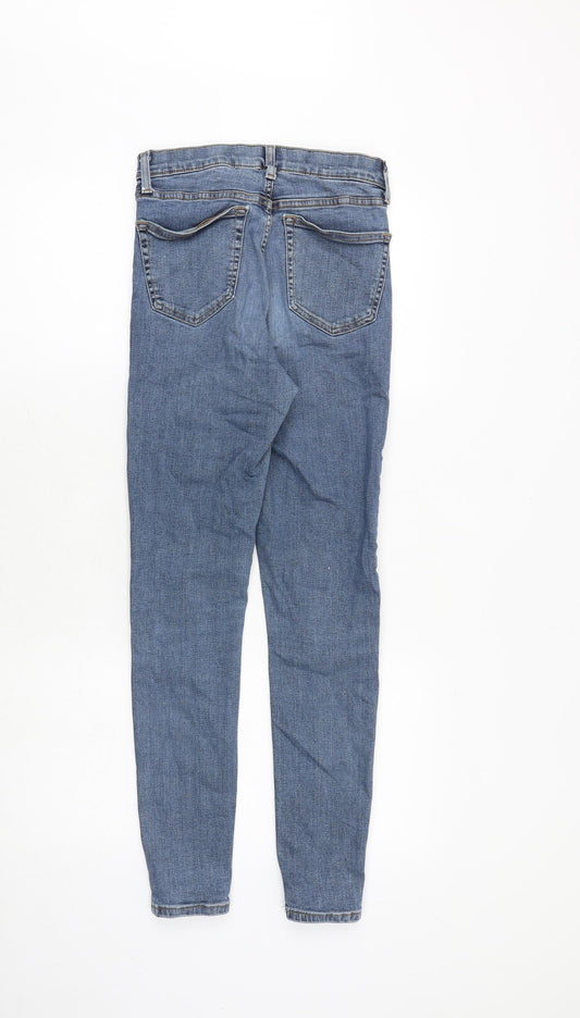 Topshop Womens Blue Cotton Skinny Jeans Size 26 in Regular Zip