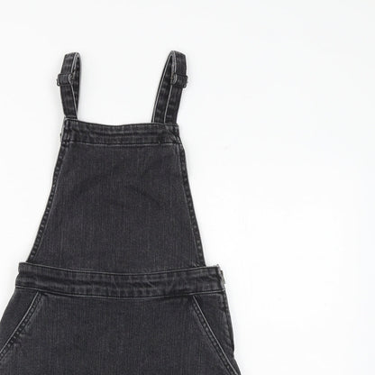 ASOS Womens Grey 100% Cotton Pinafore/Dungaree Dress Size 6 Square Neck Zip