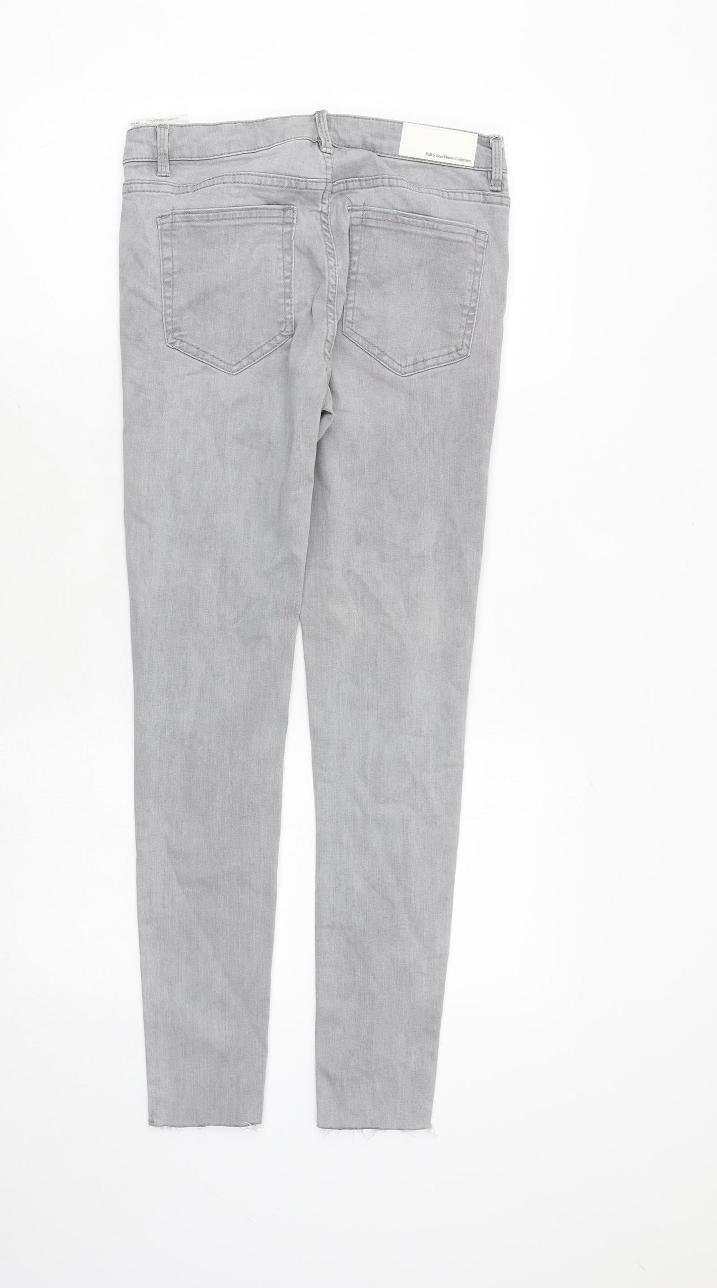 Pull&Bear Womens Grey Cotton Skinny Jeans Size 10 Regular Zip