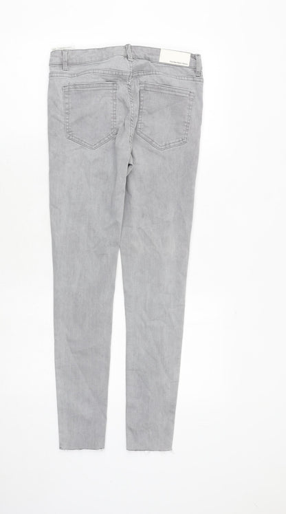 Pull&Bear Womens Grey Cotton Skinny Jeans Size 10 Regular Zip
