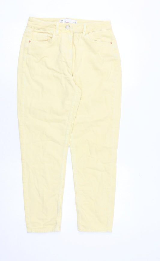 NEXT Womens Yellow Cotton Mom Jeans Size 8 Regular Zip