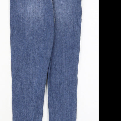 Boohoo Womens Blue Cotton Skinny Jeans Size 10 Regular Zip