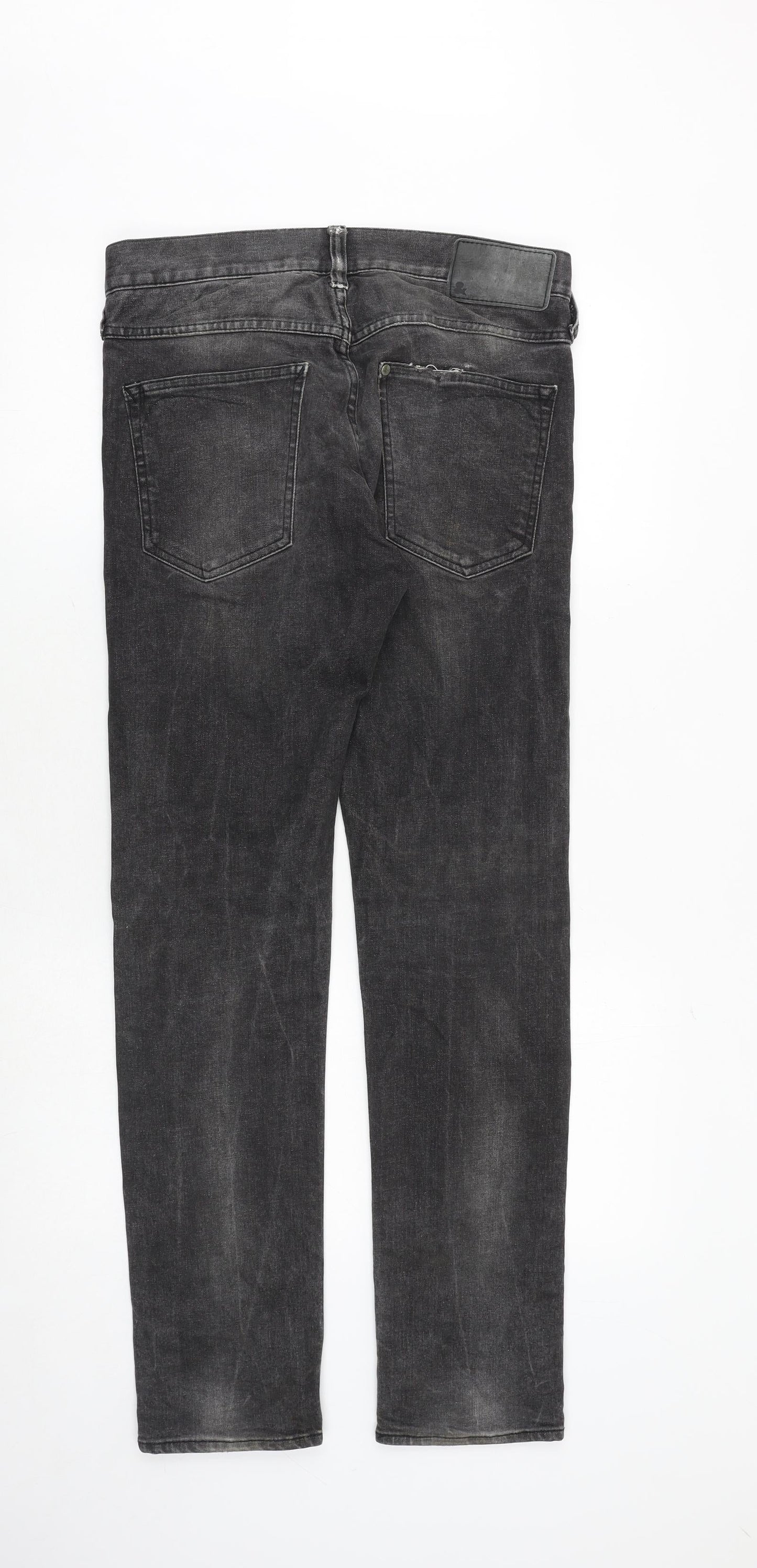 H&M Mens Grey Cotton Straight Jeans Size 30 in Regular Button