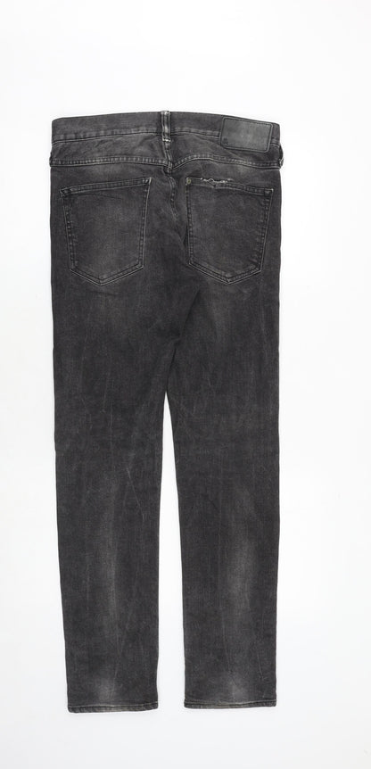 H&M Mens Grey Cotton Straight Jeans Size 30 in Regular Button