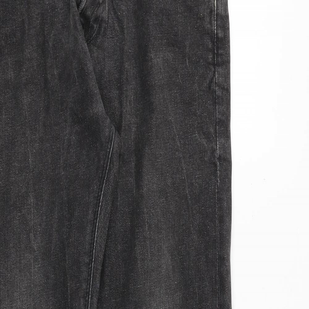 H&M Mens Grey Cotton Straight Jeans Size 30 in Regular Button