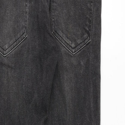 H&M Mens Grey Cotton Straight Jeans Size 30 in Regular Button