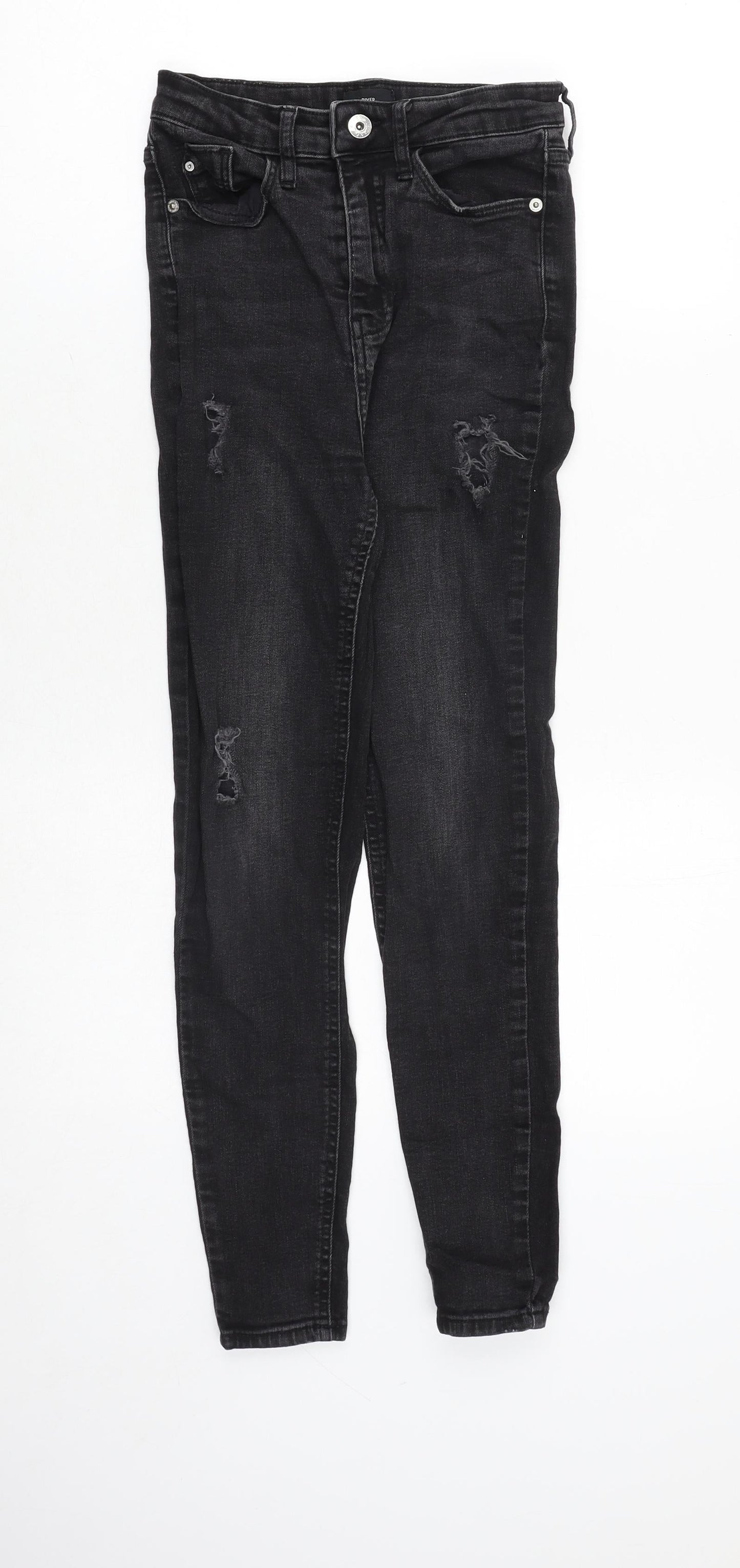 River Island Womens Grey Cotton Skinny Jeans Size 8 Regular Zip