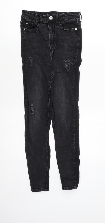 River Island Womens Grey Cotton Skinny Jeans Size 8 Regular Zip