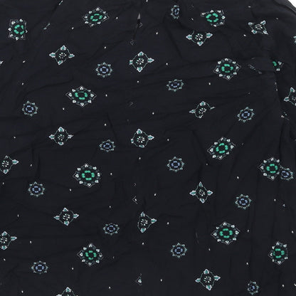 Marks and Spencer Womens Blue Geometric Viscose Basic Blouse Size 8 Boat Neck