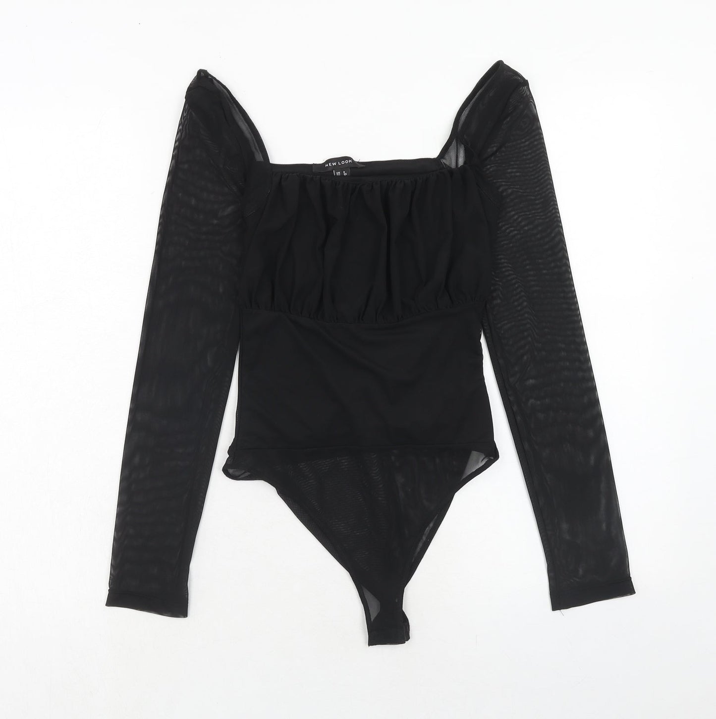 New Look Womens Black Polyester Playsuit One-Piece Size 8 Snap