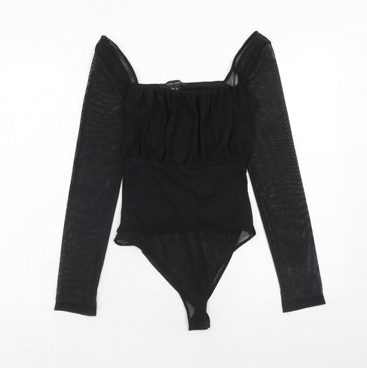 New Look Womens Black Polyester Playsuit One-Piece Size 8 Snap