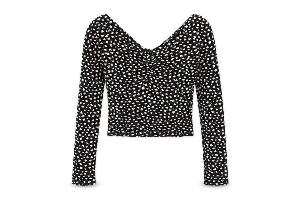 Womens UK Size XS Bershka Black Basic T-Shirt