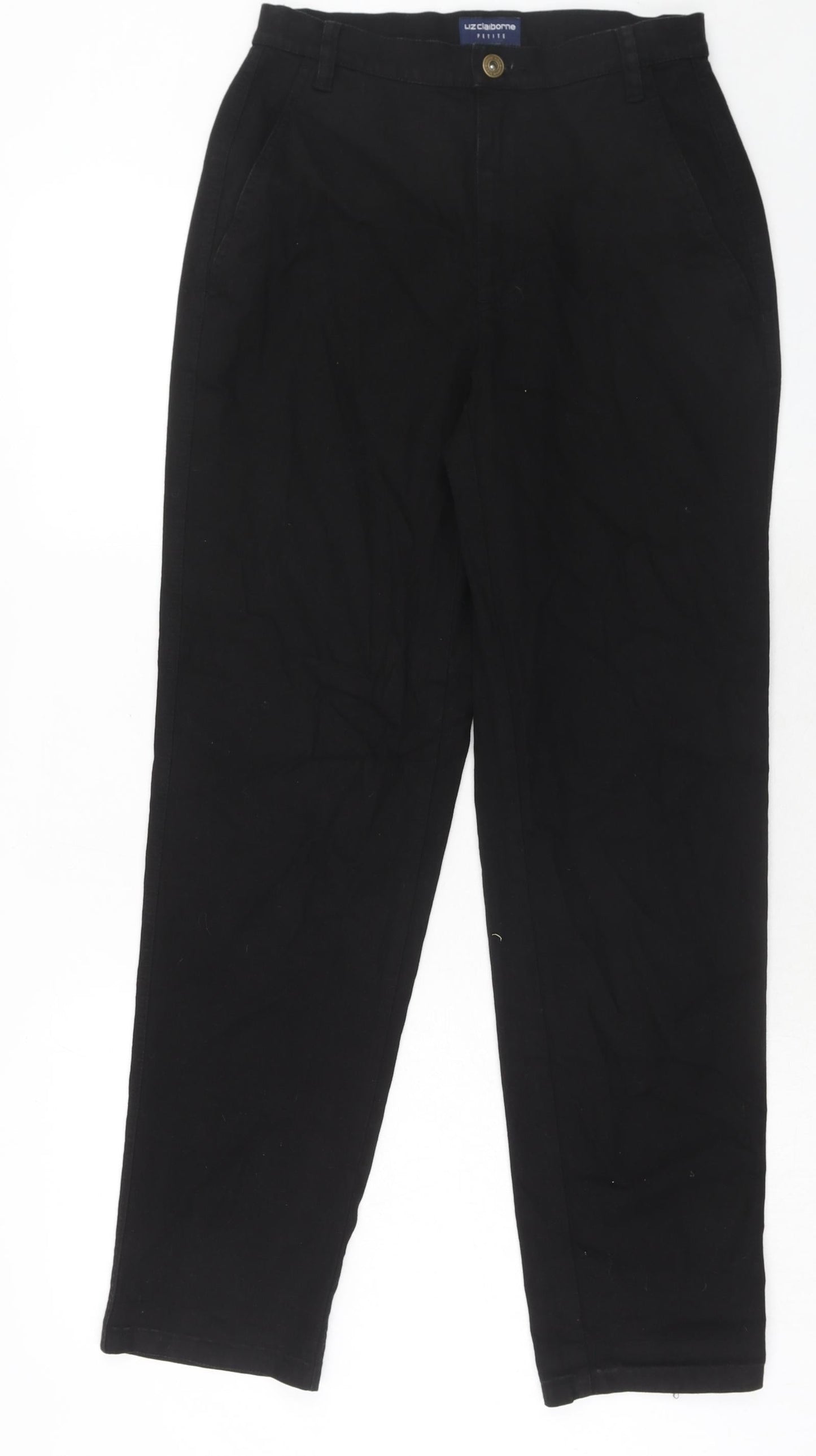 Liz Calborne Womens Black Cotton Straight Jeans Size 8 Regular Zip