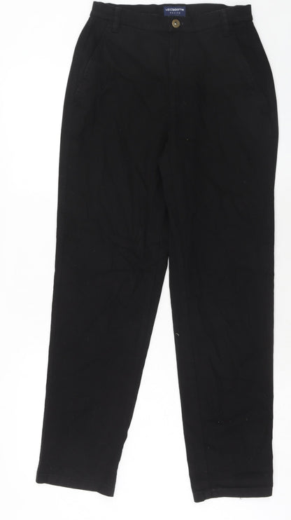 Liz Calborne Womens Black Cotton Straight Jeans Size 8 Regular Zip