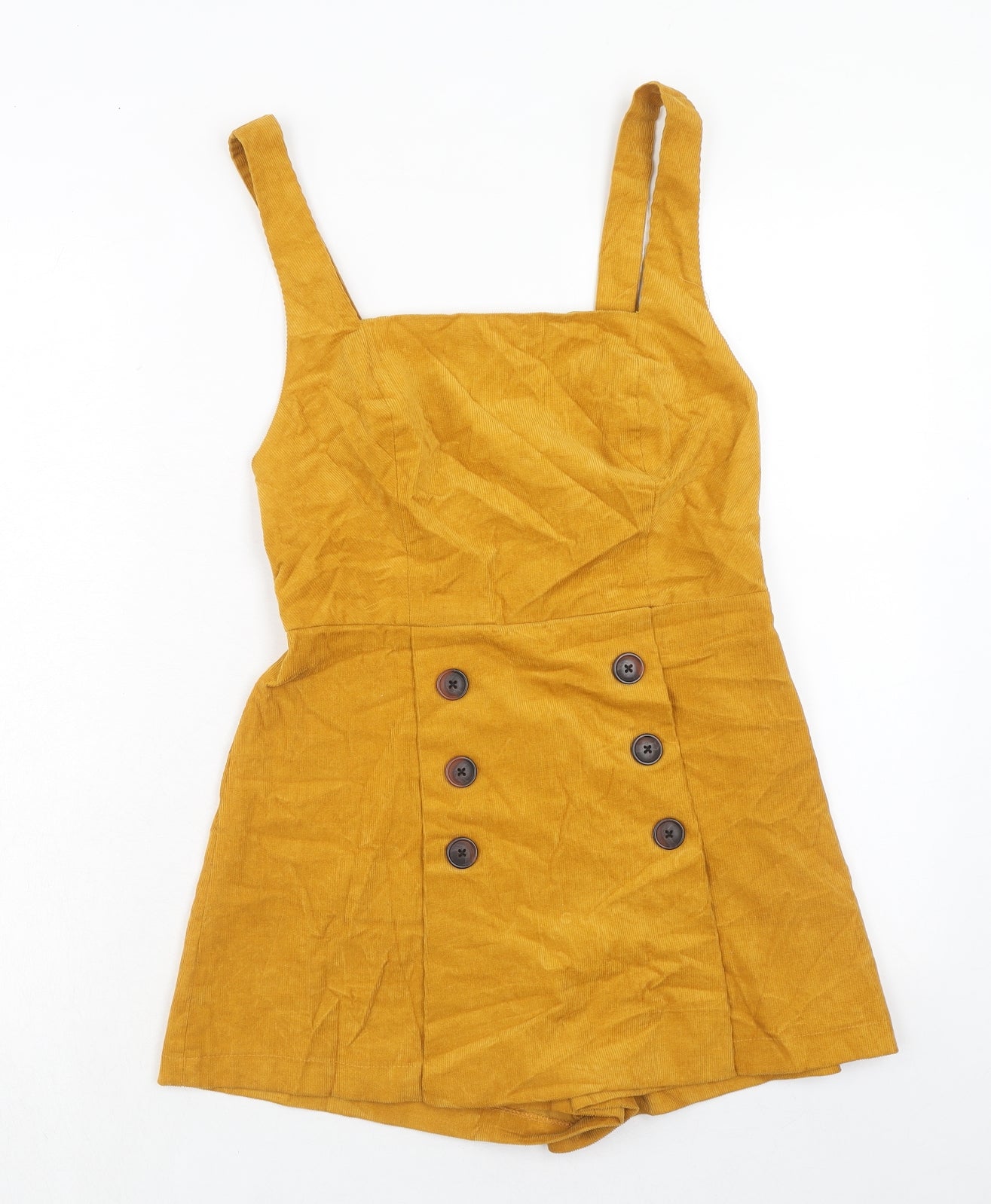 BDG Womens Yellow Cotton Playsuit One-Piece Size M Button
