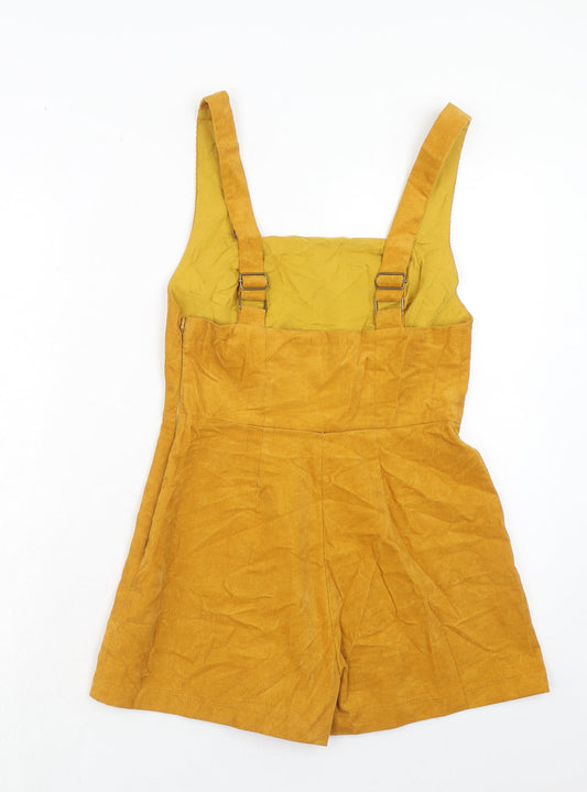 BDG Womens Yellow Cotton Playsuit One-Piece Size M Button