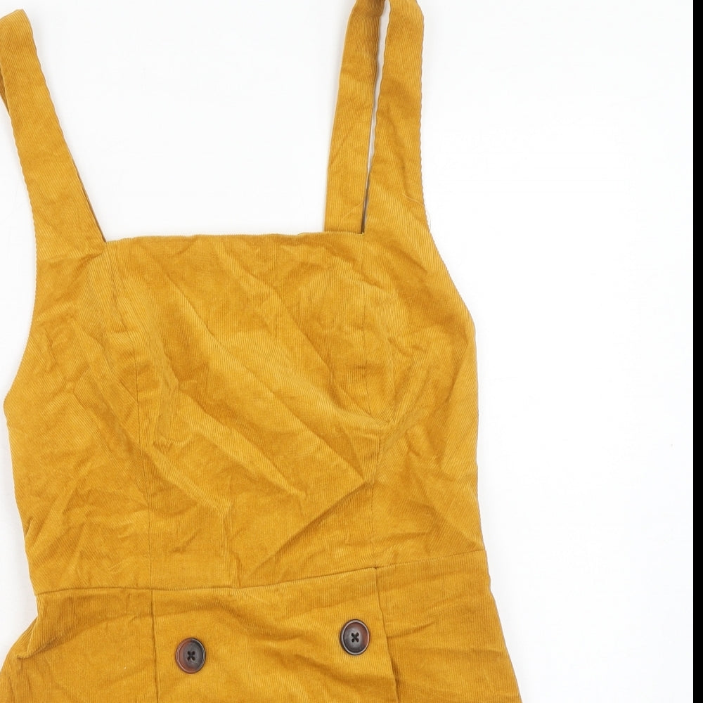 BDG Womens Yellow Cotton Playsuit One-Piece Size M Button