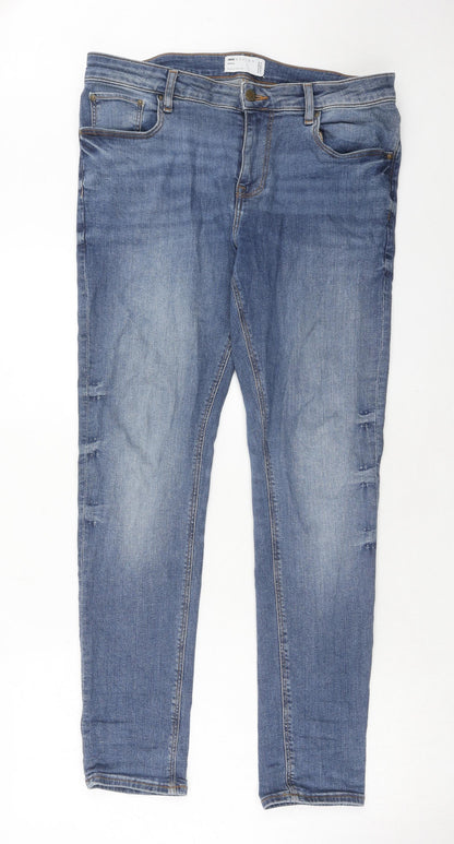 ASOS Womens Blue Cotton Skinny Jeans Size 34 in L32 in Regular Zip