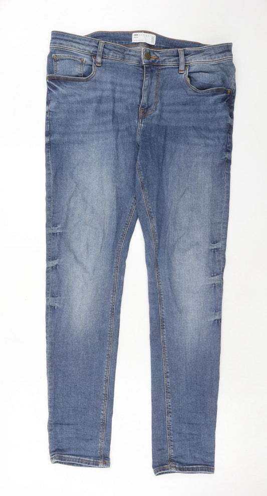 ASOS Womens Blue Cotton Skinny Jeans Size 34 in L32 in Regular Zip