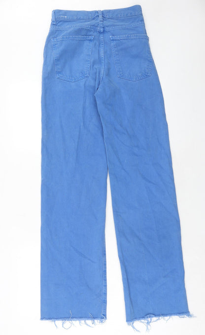 Mango Womens Blue Cotton Straight Jeans Size 6 Regular Zip