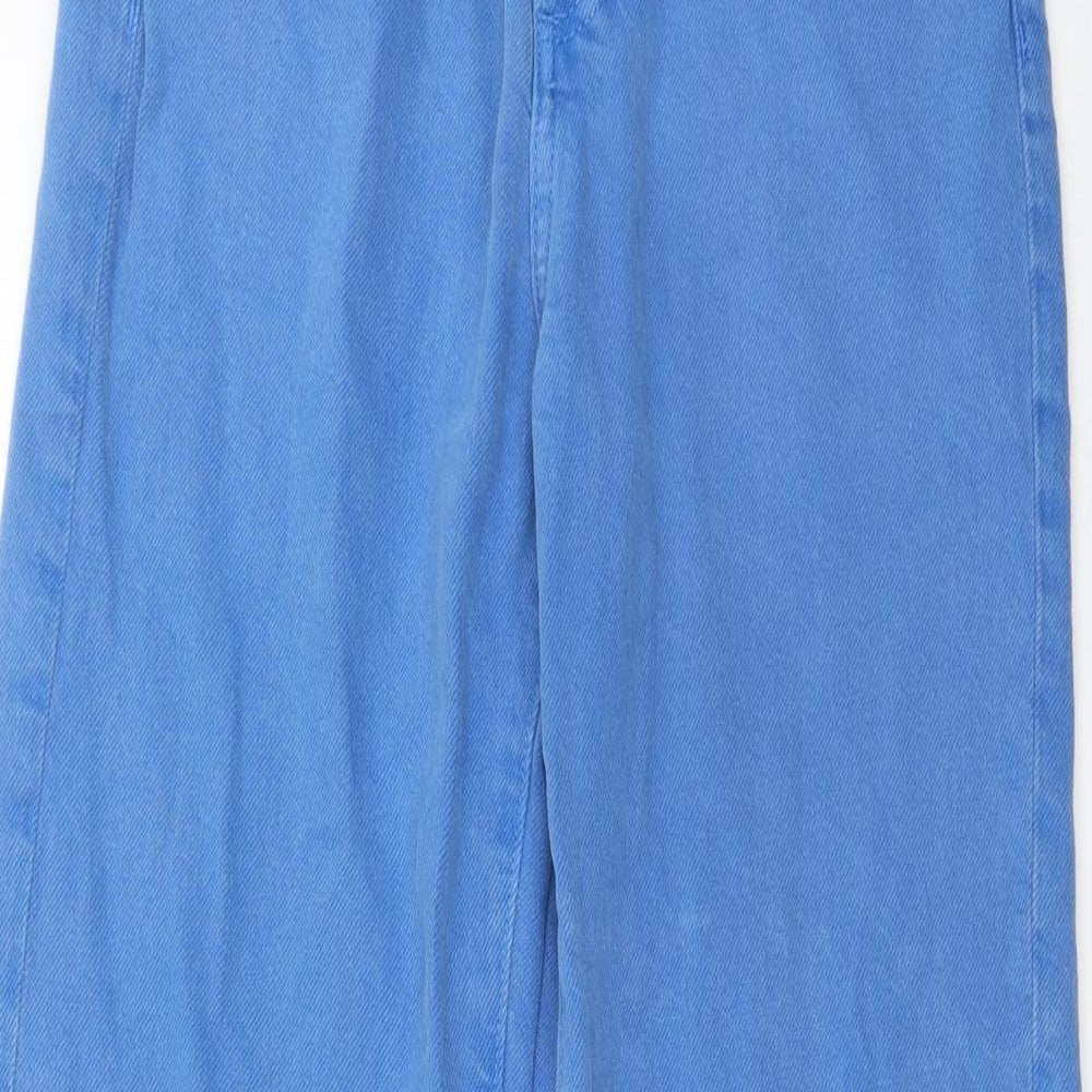Mango Womens Blue Cotton Straight Jeans Size 6 Regular Zip