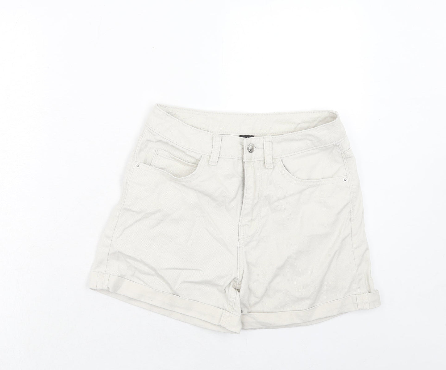 VERO MODA Womens Ivory Cotton Chino Shorts Size S Regular Zip