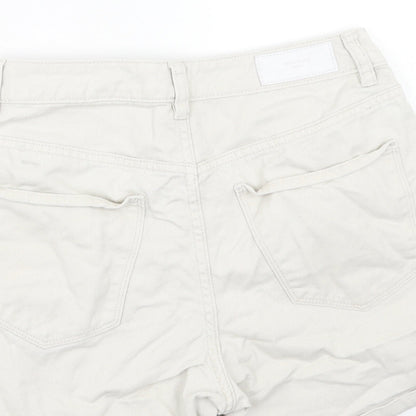 VERO MODA Womens Ivory Cotton Chino Shorts Size S Regular Zip