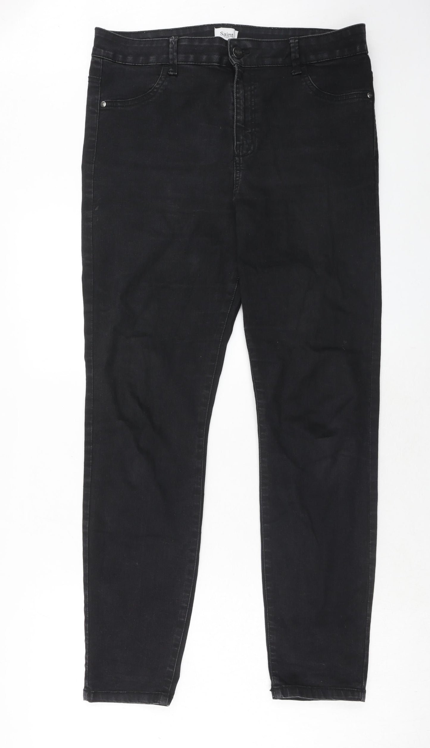 Saint Tropez Clothing Womens Black Cotton Skinny Jeans Size XL Regular Zip