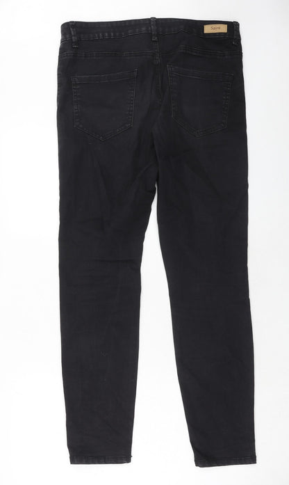 Saint Tropez Clothing Womens Black Cotton Skinny Jeans Size XL Regular Zip