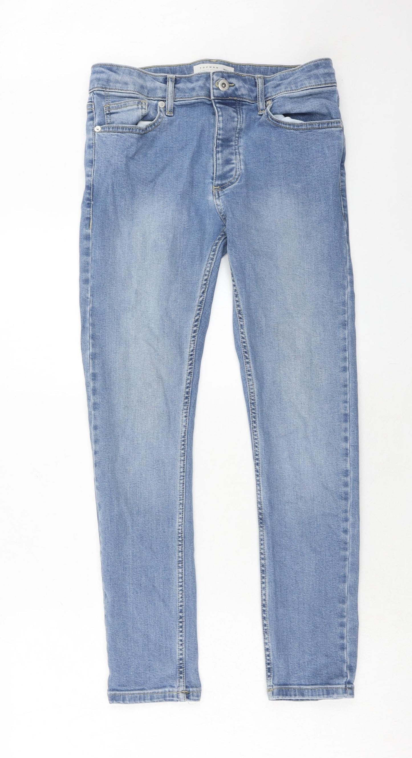 Mens UK Size 30 in Topman Relaxed Fit Skinny Blue Jeans