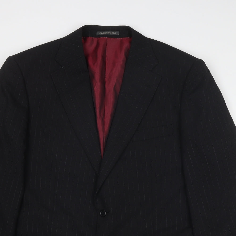 Mens UK Size 44 Greenwoods Elite Regular Black Suit Jacket