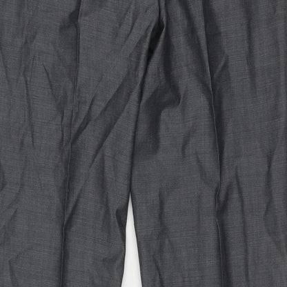 Marks and Spencer Mens Grey Wool Dress Pants Trousers Size 34 in Regular Zip
